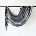 Lightweight gradient striped scarf in grey and blue with elegant fringe details - Dark Gray Blue Gradient