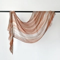 Brown and grey gradient beach scarf with abstract waves and frayed edges - Light Orange Brown Gradient