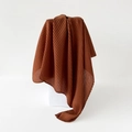 Pleated square headscarf for women in caramel rust color with a soft wrinkled texture - Large / Brown