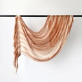 Gradient brown and beige scarf with water ripple pattern and delicate fringe edge - Orange Brown Gradient