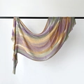 Long striped beach scarf shawl in purple yellow and green with frayed edge detail - Multicolor Gradient