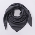 Deep grey pleated cotton-linen square scarf folded into a triangular shape for women - Large / Crow Blue