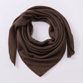 Elegant pleated dark brown square scarf with fine crinkle texture in a triangular fold - Large / Grey Brown