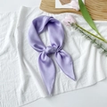 Close-up of light purple silk square scarf with soft satin luster and elegant knot detail - Light Purple
