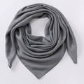 Solid dark grey 90cm pleated cotton-feel headscarf for women with soft matte texture - Large / Gray