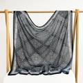 Elegant black and white paisley print chiffon shawl scarf hanging on a wooden hanger - 105*105cm / Night Flow