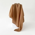 Caramel pleated cotton linen blend headscarf 90cm square wrap with fine accordion folds - Large / Camel