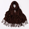 Écharpe marron foncé style cachemire avec des franges et une texture très douce - 200x65cm / Chocolat