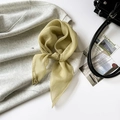 Light green organza headscarf with semi-transparent texture and decorative button - 64x64cm / Light Grass Green