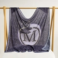 Elegant purple silk scarf featuring a large M logo and abstract animal print pattern - 105*105cm / Purple Ink Emblem