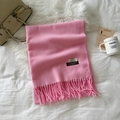 Pink cashmere texture scarf for women with elegant tassel fringe and brand label - Pink (LM01-02)