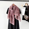 Detail of bohemian paisley print on cotton linen scarf in elegant dusty pink and mauve - Pink Paisley Style (M8904)