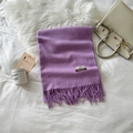 Elegant purple cashmere-feel scarf with fringe and SKY label on a cozy white texture - Purple (LM01-04)