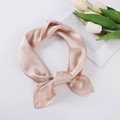 Elegant champagne satin silk square scarf in a smooth glossy finish for women - 70x70cm / Champagne