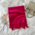 Magenta cashmere-style warm scarf with fringe tassels for women in autumn winter - Rose Red