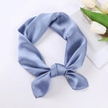 Elegant light blue satin square scarf for women with a smooth silk finish and soft texture - 70x70cm / Light Blue