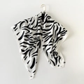 Silk-like satin square scarf with black and white zebra pattern and brand logo label - White Zebra Print