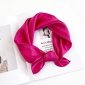 Elegant rose red silk scarf tied in a loop on a fashion magazine background - Magenta