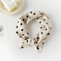 Chic cream cotton headband with black polka dots featuring an elegant knotted design - White Polka Dot