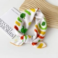 White cotton square scarf with clover and rainbow digital print for Saint Patrick's Day - Rainbow