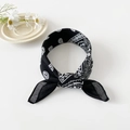 Classic black and white paisley bandana folded as a stylish headband or neck scarf - 50cm x 50cm / Black