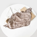 Elegant champagne gold pleated silk scarf featuring fine floral patterns and textured finish - Khaki (YZL7002)