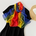 Regenbogen-Farbverlauf Schal aus Perlen-Chiffon für Damen mit leuchtenden bunten Farben - Regenbogen Verlauf