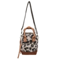 Pluche crossbodytas met luipaardprint, corduroy handvatten en een hippe kwast - Grijs