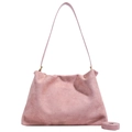Bolso Boston rosa de ante con correa a juego para un estilo elegante de uso diario - Rosa