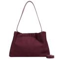 Deep burgundy Boston bag in soft faux suede with adjustable matching shoulder strap - Red