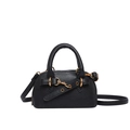 Vintage black leather shell bag with gold hardware and versatile crossbody strap - Black
