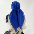 Königsblaues transparentes Schal-Kopftuch aus Chiffon für Damen, hinten elegant geknotet - Saphirblau