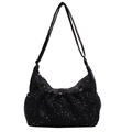 Japanse zwarte nylon crossbodytas met witte stippen en corduroy textuur - Zwart