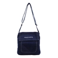 Sac bandoulière minimaliste en jean bleu foncé avec slogan blanc et bandoulière réglable - Bleu foncé