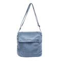 Sac à bandoulière vertical en denim bleu avec imprimé Fashion & Bags et sangle - Bleu clair
