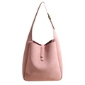 Rosafarbene minimalistische Shopper-Tasche aus mattem Leder mit verstellbarem Schultergurt - Rosa