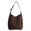 Minimalistische dunkelbraune matte Eimertasche mit verstellbarem Riemen und Schnalle - Kaffeebraun
