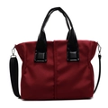 Grote bordeauxrode canvas shopper met zwarte hengsels en afneembare schouderriem - Bordeauxrood