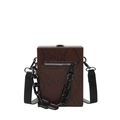 Brown faux snakeskin box crossbody bag with resin chain and wide nylon strap - Coffee