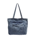 Vintage Denim-Tragetasche in Acid-Wash-Blau mit praktischer Fronttasche für Damen - Hellblau