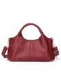 Vintage large capacity women's tote bag in deep wine red litchi grain faux leather - Red