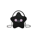 Mini bolso bandolera en forma de estrella de cuero negro con una cara sonriente linda - Negro