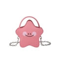 Bolso bandolera rosa en forma de estrella con cara sonriente y cadena plateada - Rosa