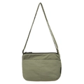 Borsa a tracolla in nylon verde militare stile dumpling con tasche multiple e design sobrio - Verde