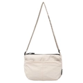 Borsa a tracolla minimalista bianco crema a forma di mezzaluna con tasche frontali - Bianco
