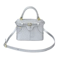 Zilveren metallic box-tas met vintage stiksels in denim zakstijl voor dames - Zilver