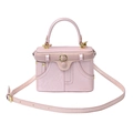 Roze vintage lederen handtas in denimstijl met gouden gespen en schouderband - Roze