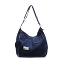 Dark blue denim crossbody bag with large capacity and matching coin purse - Dark Blue