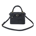Retro black box-shaped handbag with golden studs and a versatile crossbody strap - Black