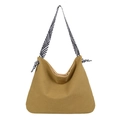 Minimalist striped canvas tote bag with black and white geometric patterned knot straps - Yellow
